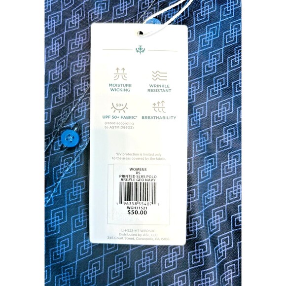 Lady Hogan Womens XS Sleeveless Golf Tennis Polo Shirt Tank Argyle Navy Blue NWT - Picture 7 of 9